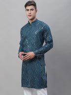 Sojanya Ethnic Motifs Embroidered Sequinned Pure Cotton Kurta | Grocsy