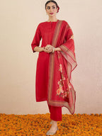 Indo Era Women Solid Kurta with Pyjama & Dupatta | Grocsy