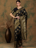 Sangria Ethnic Motif Woven-Design Banarasi Sarees | Grocsy