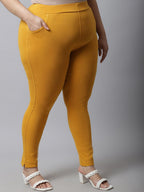 TAG 7 Women Plus Size Mustard Solid Leggings | Grocsy