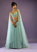 Jyoti Fashion Glamorous Turquoise Crush Work, Sequins, Zari with Dori Embroidered Faux Georgette Lehenga Choli with Dupatta | Grocsy
