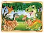 Webby Dinosaurs in Jungle Wooden Jigsaw Puzzle-40 Pcs | Grocsy