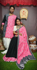 Exclusive Collection Saree With Blouse Piece For Women And Men's Kurta - Black | Grocsy
