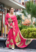 Anaita Pink Designer Printed Pure Georgette Saree With Blouse | Grocsy