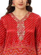 Yufta Red Gajji Silk Zari_Work Kurta Dupatta Pant Set | Grocsy