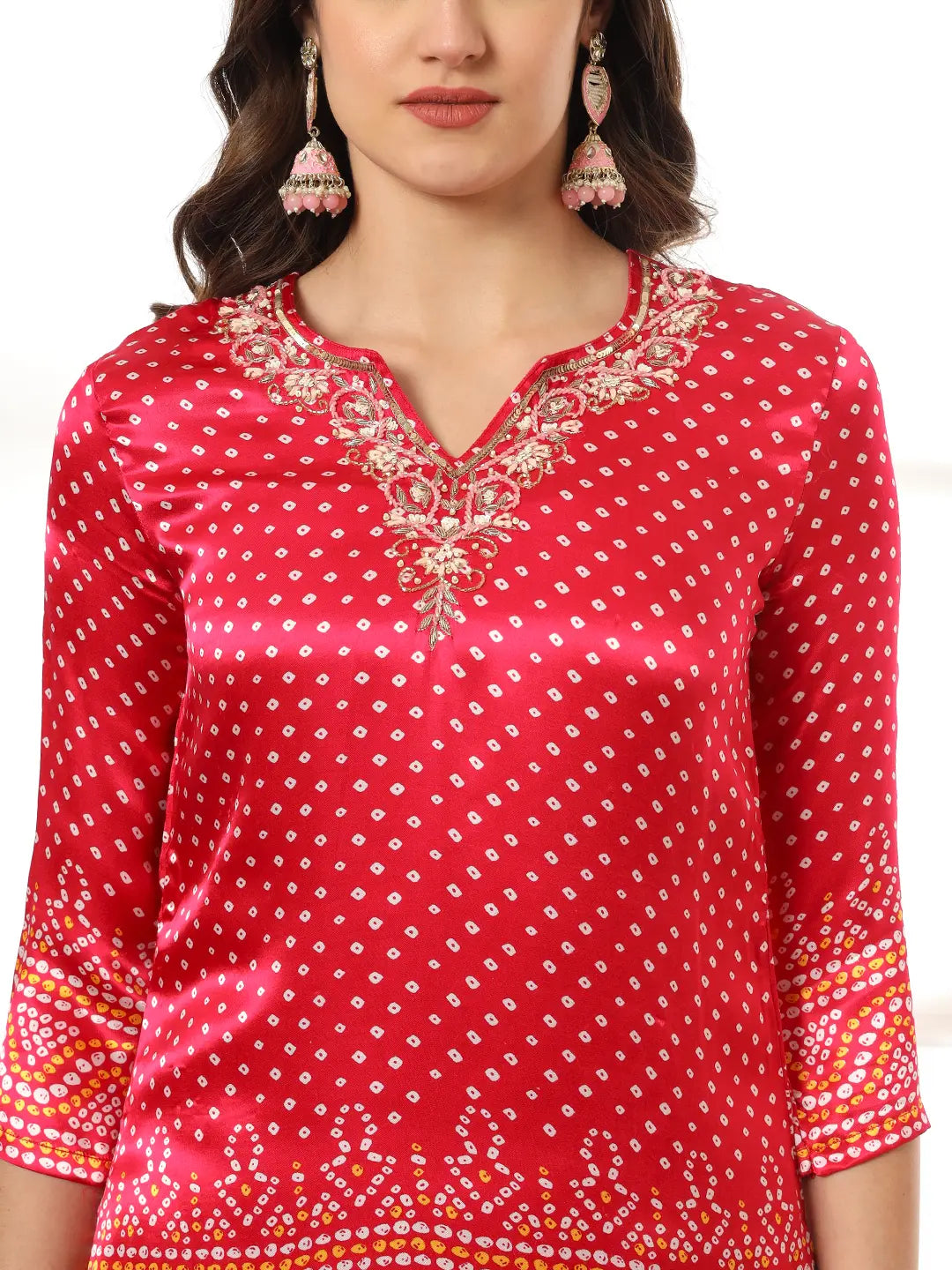 Yufta Hot Pink Gajji Silk Zari_Work Kurta Dupatta Pant Set | Grocsy