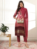 Yufta Burgundy Gajji Silk Kurta Dupatta Pant Set | Grocsy