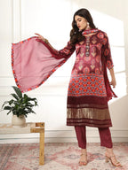 Yufta Burgundy Gajji Silk Kurta Dupatta Pant Set | Grocsy