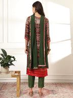 Yufta Green Gajji Silk Ethnic Motifs Kurta Dupatta Pant Set | Grocsy