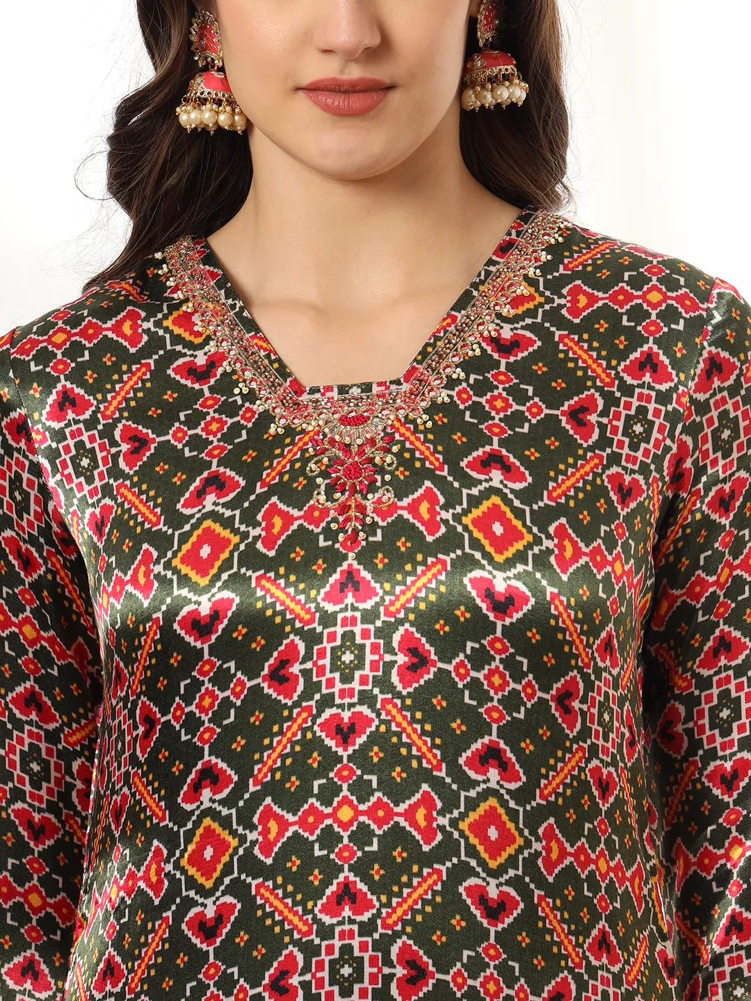 Yufta Green Gajji Silk Ethnic Motifs Kurta Dupatta Pant Set | Grocsy