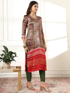Yufta Green Gajji Silk Ethnic Motifs Kurta Dupatta Pant Set | Grocsy