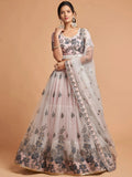 Tulsi Art Brilliant Grey Zari Embroidered Net Party Wear Lehenga Choli | Grocsy
