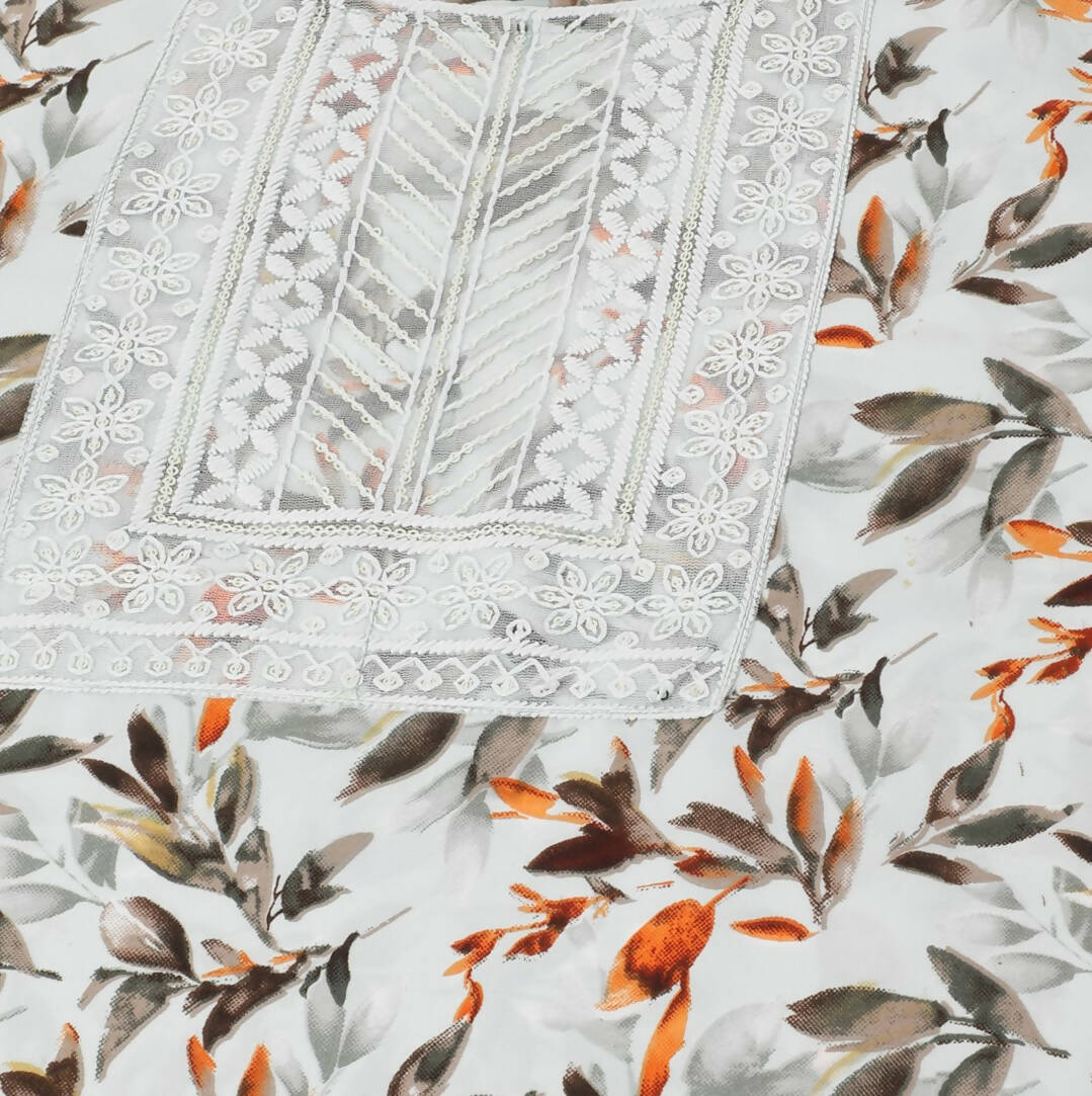 Grey Poly Crepe Digital Printed Top with Matching Bottom - Preeti | Grocsy