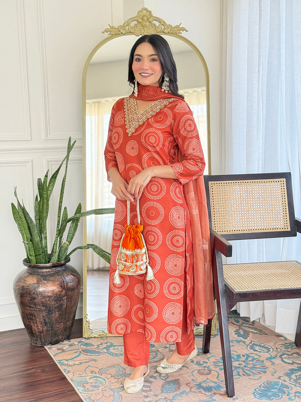 The52 Women's Gorgeous Rayon Embroidery Straight Kurta with Pant And Dupatta Set | Grocsy