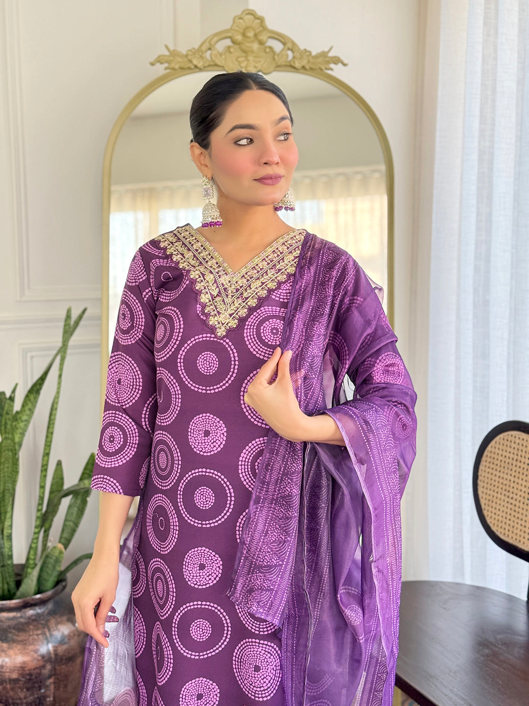 The52 Women's Gorgeous Rayon Embroidery Straight Kurta with Pant And Dupatta Set | Grocsy