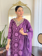 The52 Women's Gorgeous Rayon Embroidery Straight Kurta with Pant And Dupatta Set | Grocsy