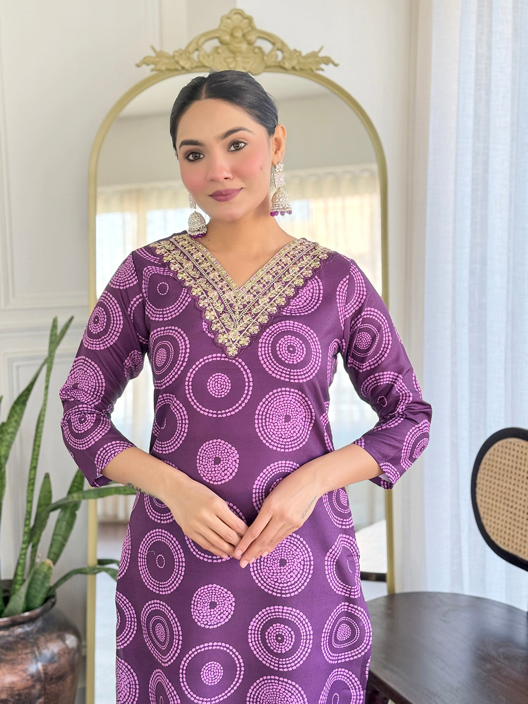 The52 Women's Gorgeous Rayon Embroidery Straight Kurta with Pant And Dupatta Set | Grocsy