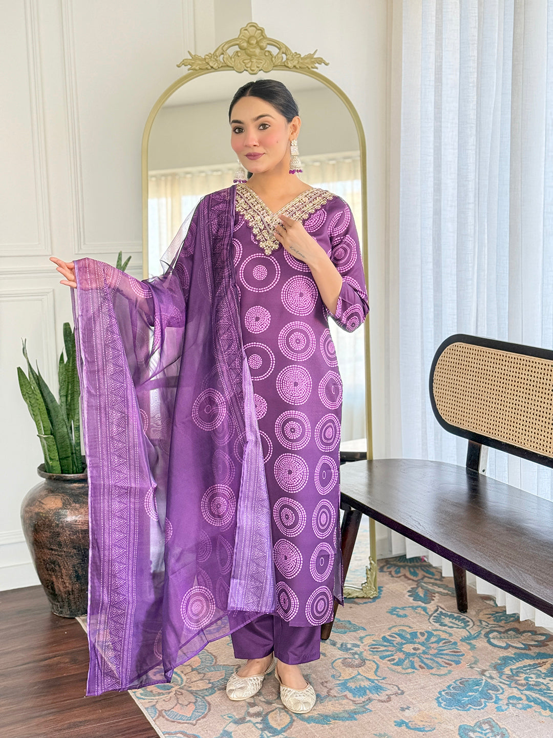The52 Women's Gorgeous Rayon Embroidery Straight Kurta with Pant And Dupatta Set | Grocsy