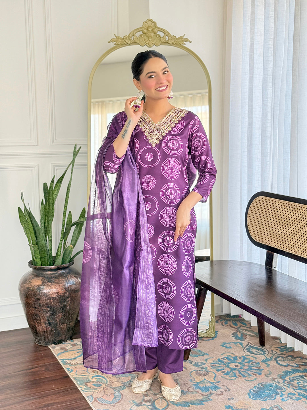 The52 Women's Gorgeous Rayon Embroidery Straight Kurta with Pant And Dupatta Set | Grocsy