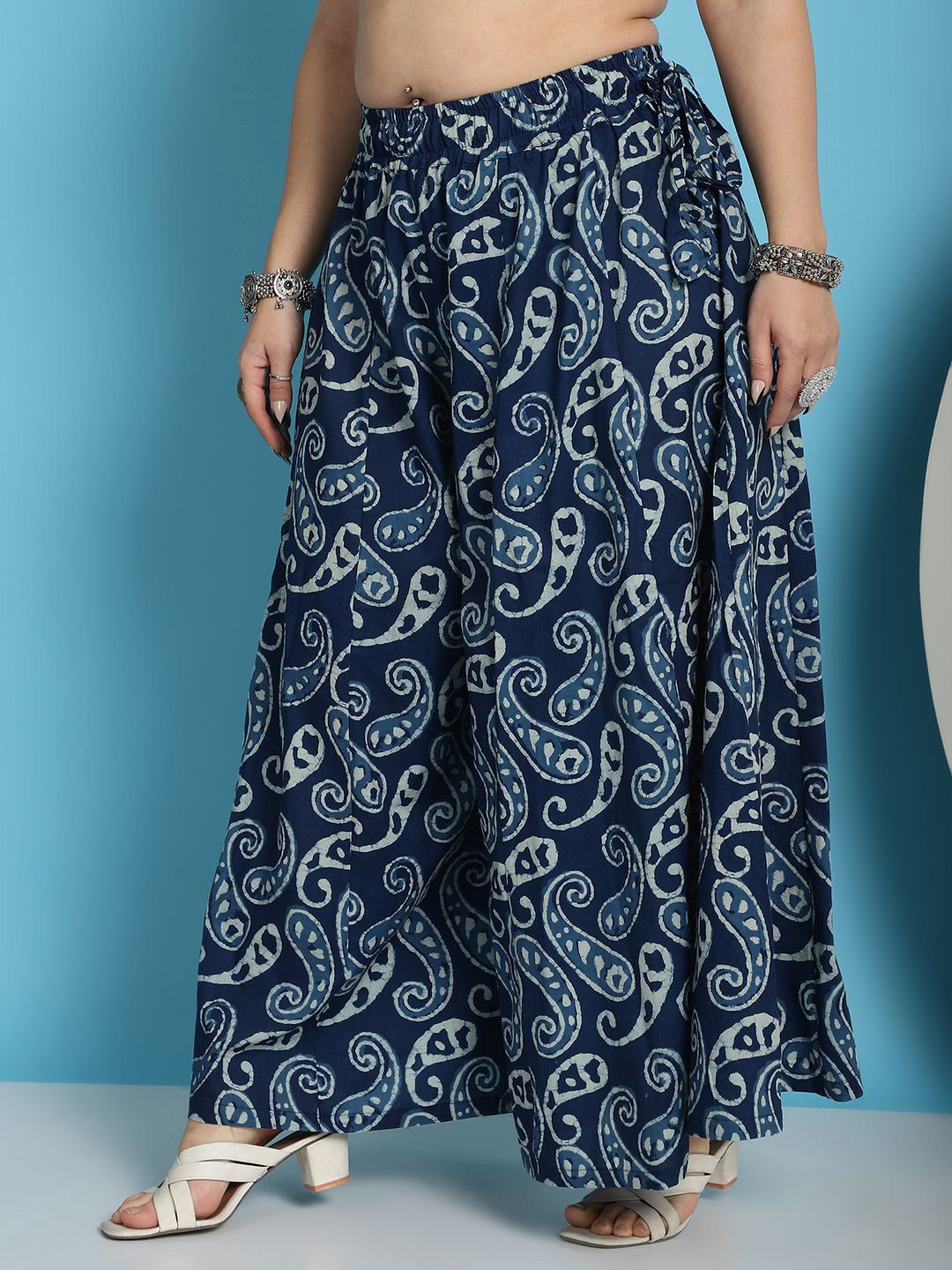 TAG 7 Women Paisley Printed Flared Palazzos | Grocsy