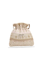 Masq Women Beige & Gold-Toned Embellished Potli