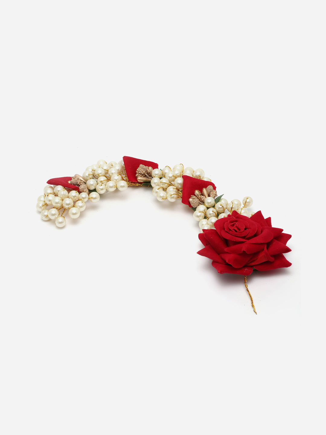 Panash Women Gold-Toned & Red Embellished Hair Accessory Set | Grocsy