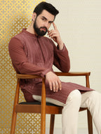 House of Pataudi Men Floral Embroidered Sequined Floral Jashn Kurta | Grocsy