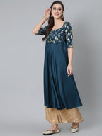 Aks Floral Yoke Design Anarkali Kurta | Grocsy