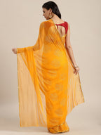 Saree Mall Mustard Yellow & Gold Printed Saree | Grocsy