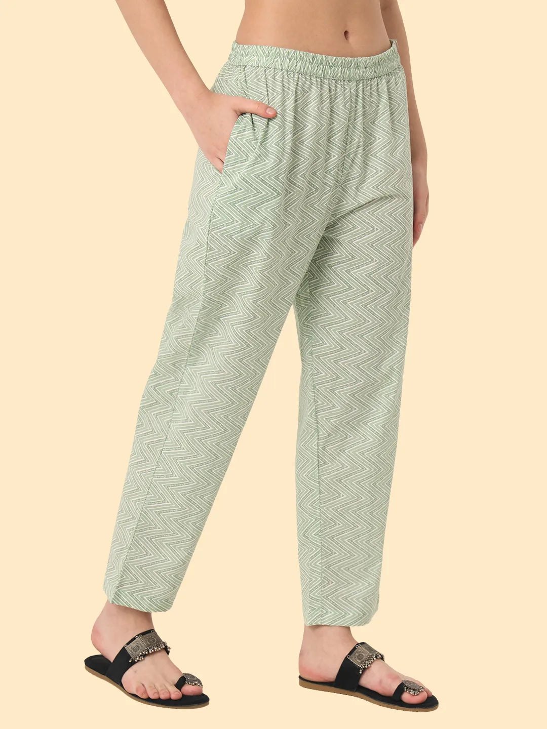 Yufta Green Ethnic Motifs Embroidered Regular Chikankari Pure Cotton Kurta with Trousers & With Dupatta | Grocsy