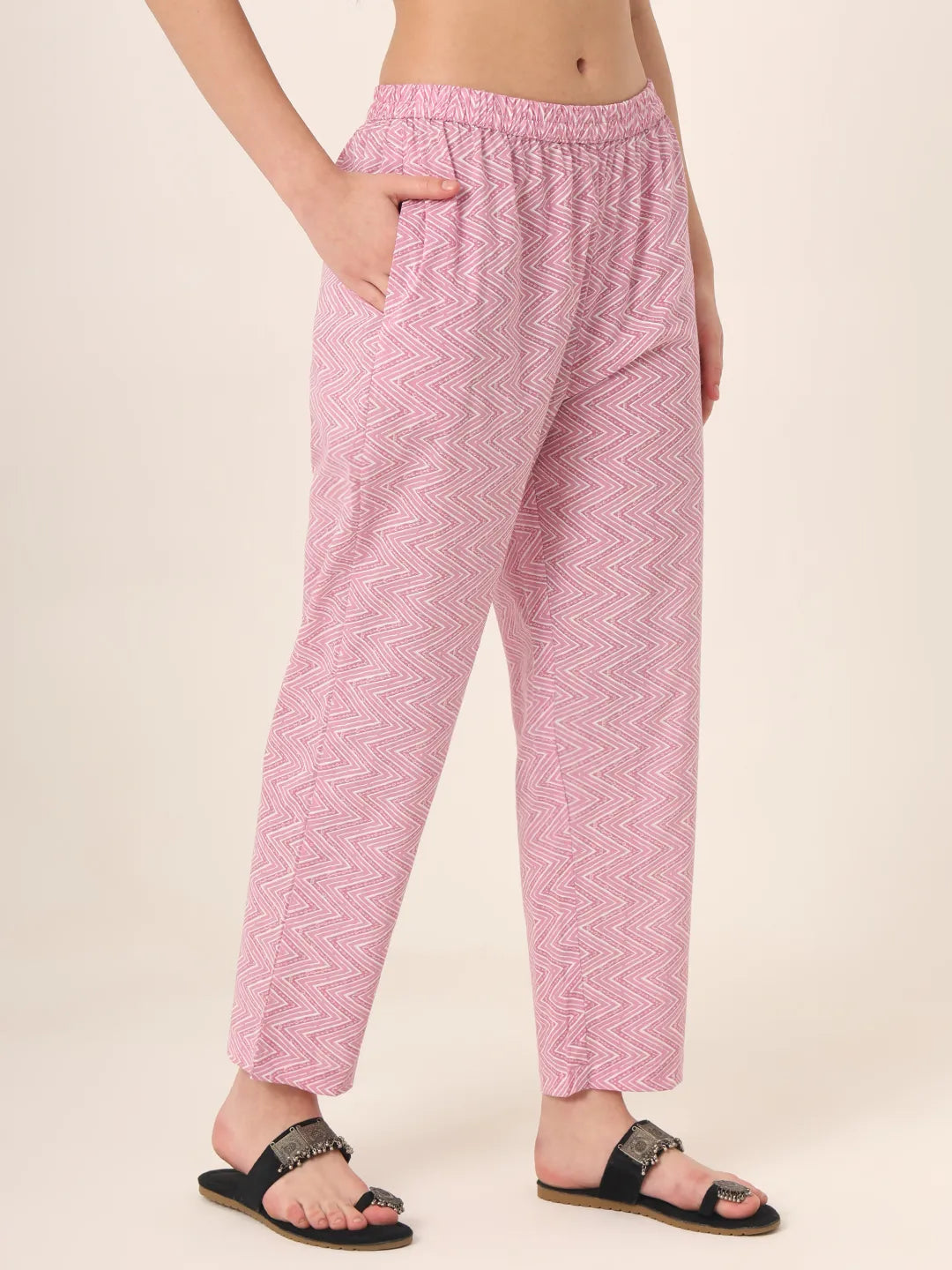 Yufta Pure Cotton Pink Kurta Dupatta Pant Set | Grocsy