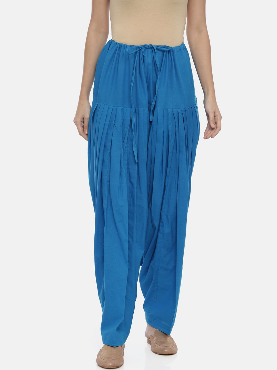 Souchii Turquoise Blue Solid Loose-Fit Patiala | Grocsy