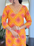 The52 Women's Beautiful Rayon Embroidery work Straight Kurta with Pant and Dupatta Set | Grocsy