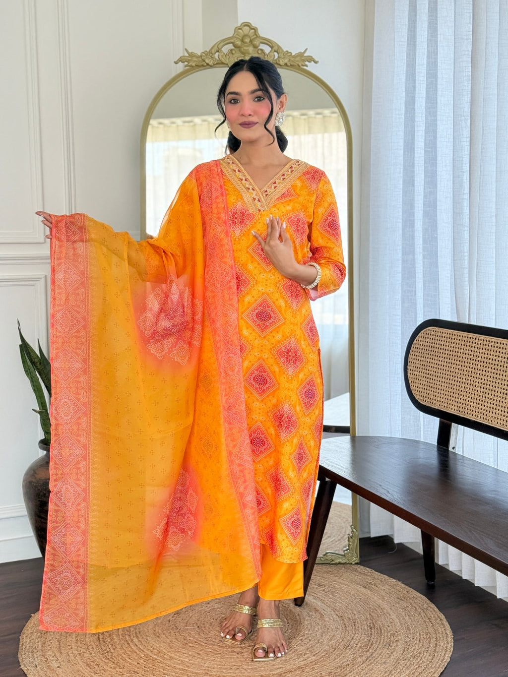 The52 Women's Beautiful Rayon Embroidery work Straight Kurta with Pant and Dupatta Set | Grocsy