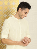 House of Pataudi Men Jashn Embroidered Regular Thread Work Pure Cotton Kurta with Patiala | Grocsy