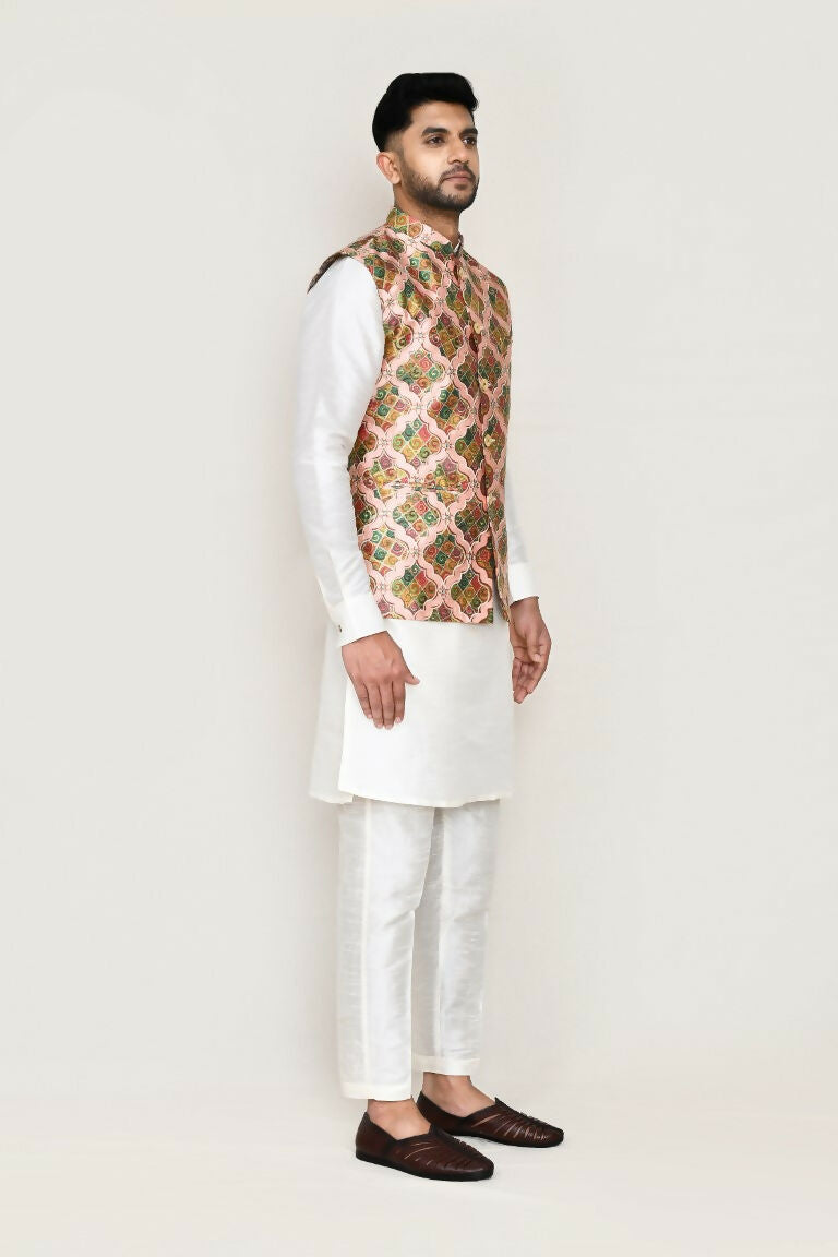 Joban Fashion Printed Colored Art Silk Printed Work Men's Jacket | Grocsy