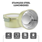 Borosil Glory Green Stainless Steel Lunch Box with Bag | Grocsy