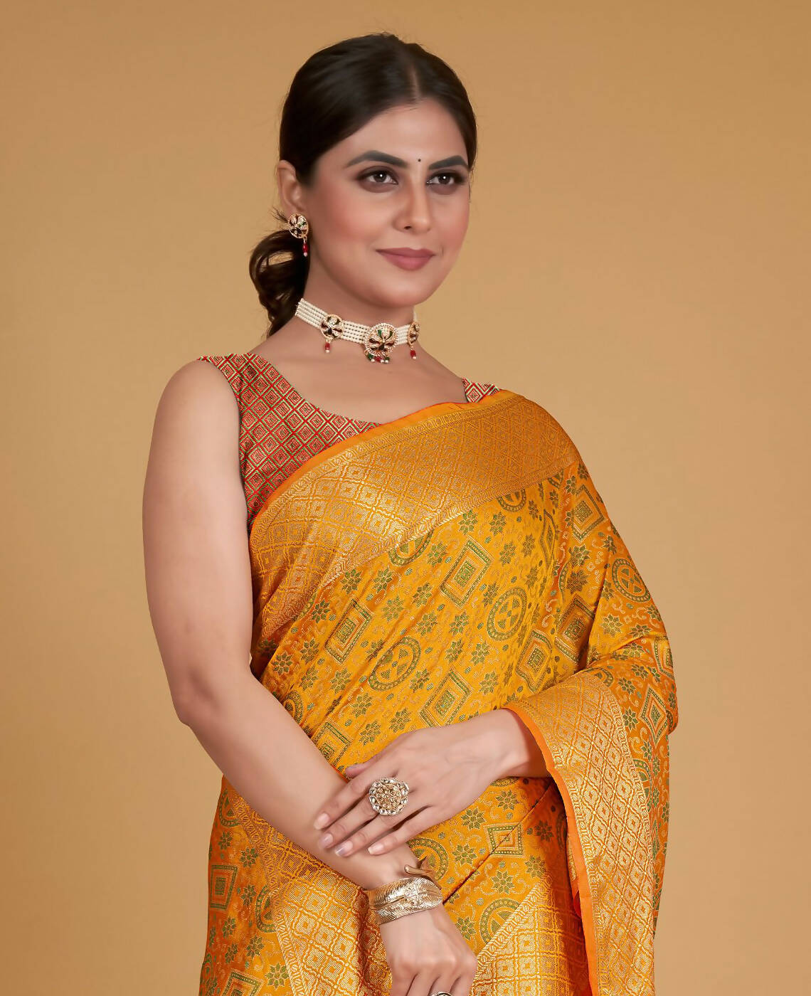 Mustard Silk Woven Design Saree With Unstitched Blouse Piece - Akshita | Grocsy