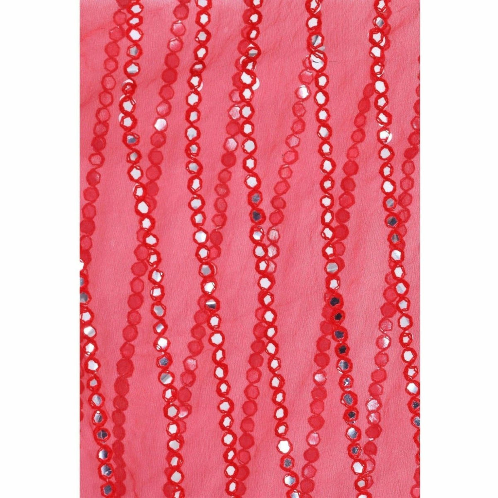 A R Silk Women's Heavy Mirror Work Orgenza Cotton Red Dupatta | Grocsy