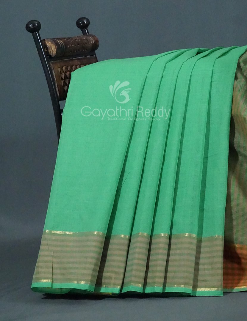 Multi Shades of Rama Green Pure Mangalgiri Cotton By Gayathri Reddy Designer Studio | Grocsy