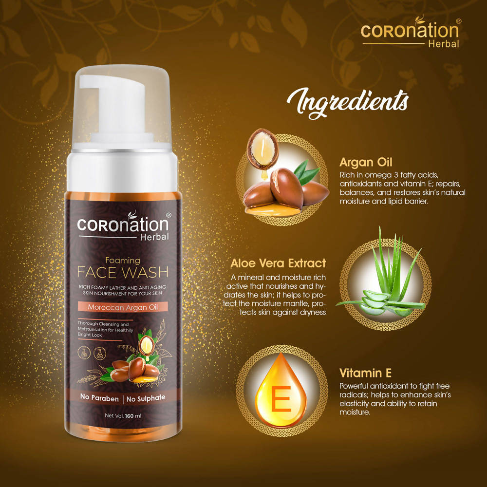 Coronation Herbal Moroccan Argan Oil Foaming Face Wash | Grocsy