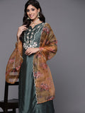 Indo Era Women Green Ethnic Motifs Embroidered Kurta with Trousers & With Dupatta | Grocsy