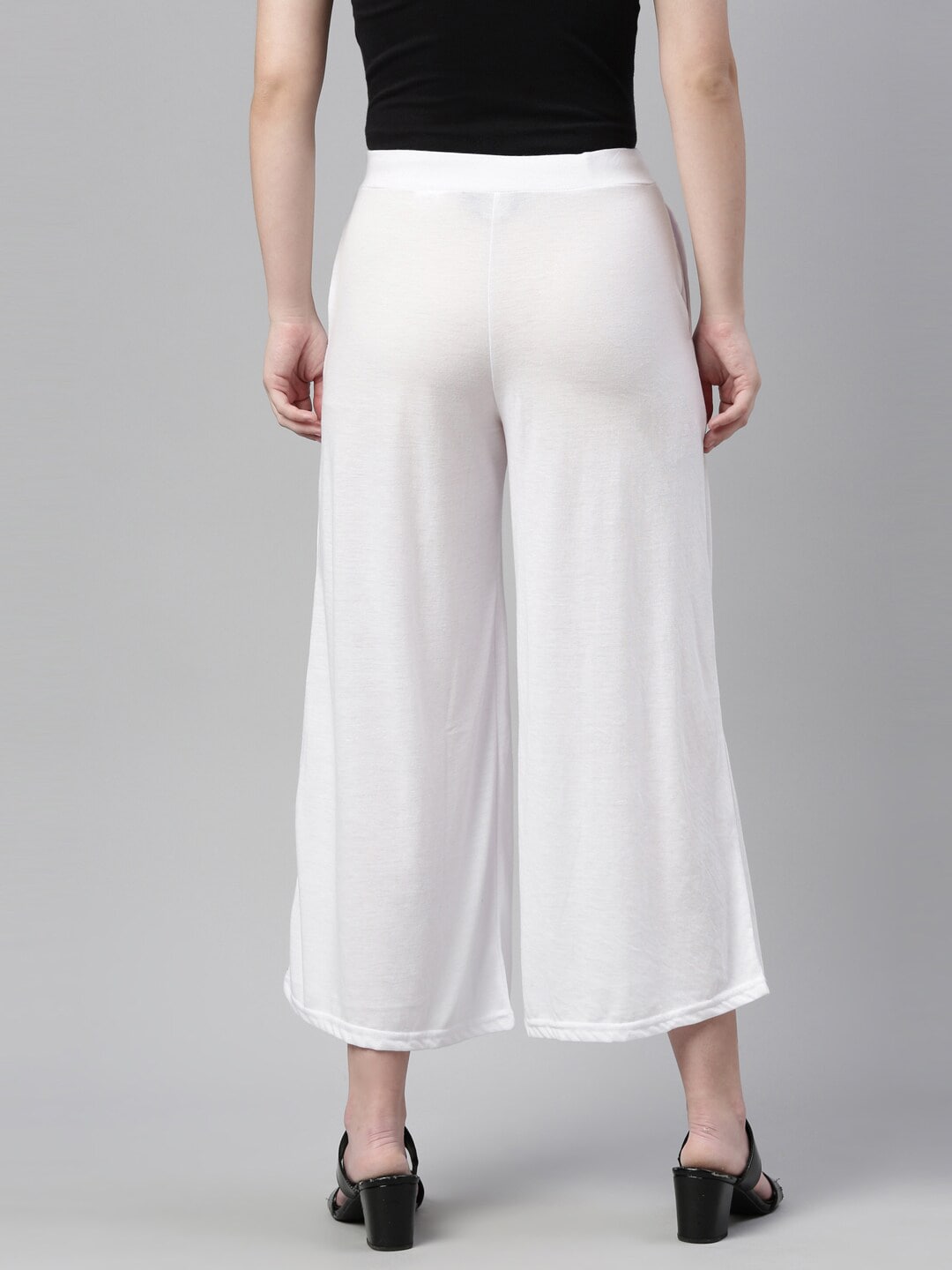 Souchii White Knitted Ethnic Palazzos | Grocsy