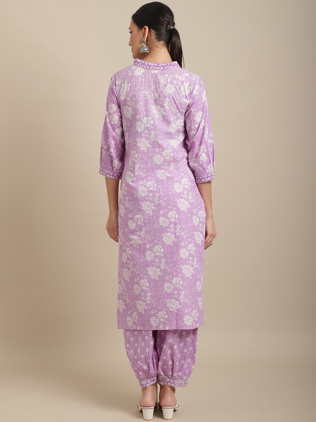 Sangria Women Floral Printed Pure Cotton Kurta with Salwar | Grocsy