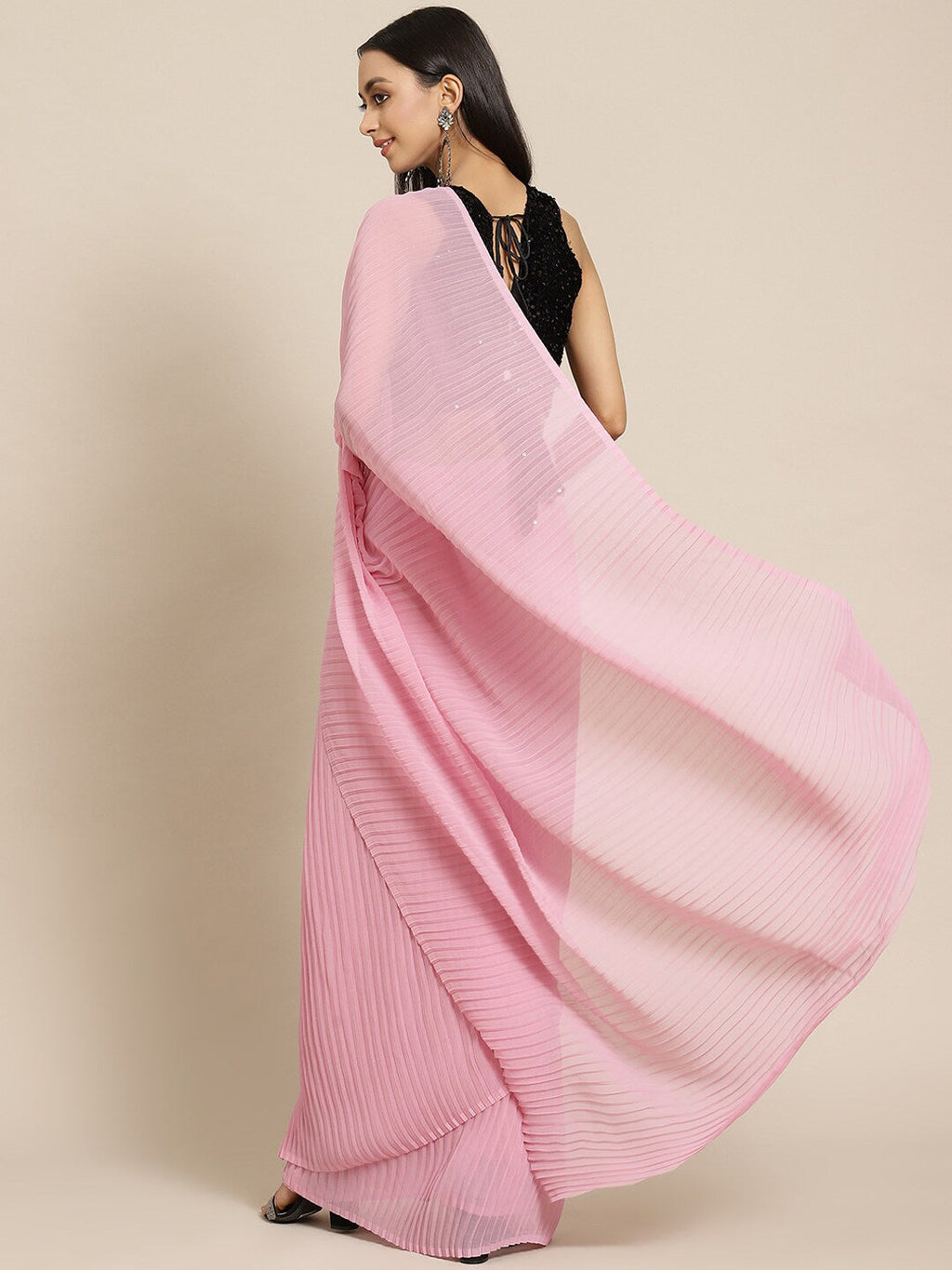 Tikhi Imli Pleated Georgette Saree | Grocsy