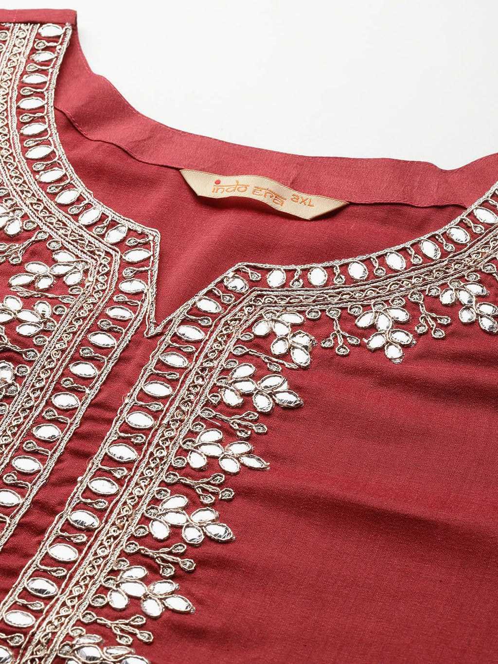 Indo Era Plus Size Ethnic Motifs Embroidered Gotta Patti Kurta Set | Grocsy