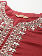 Indo Era Plus Size Ethnic Motifs Embroidered Gotta Patti Kurta Set | Grocsy