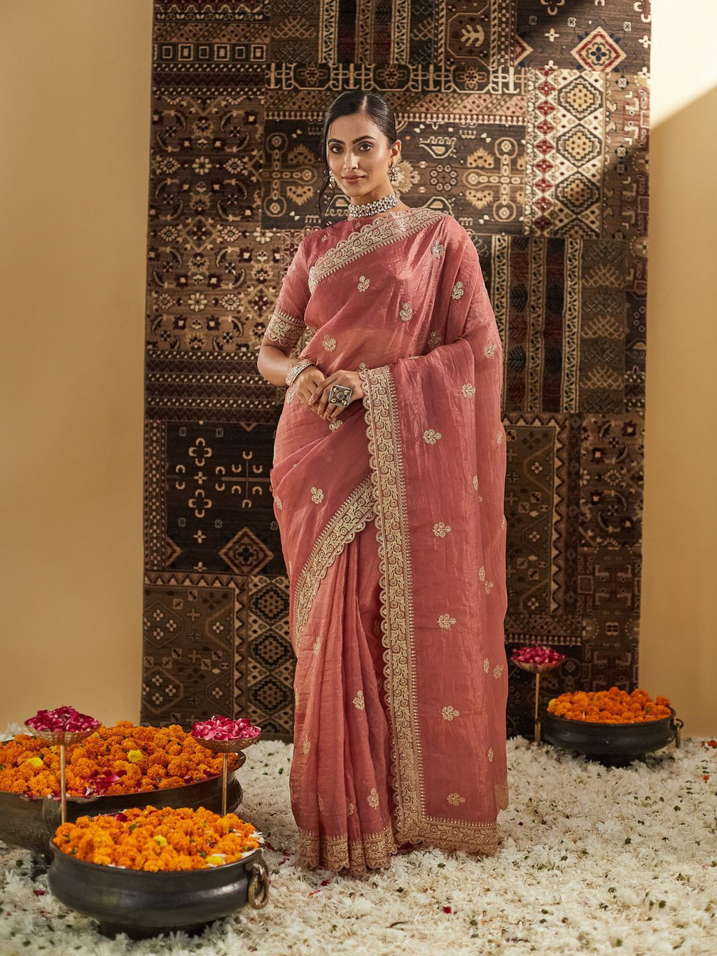 kasee Embellished Zardozi Silk Blend Saree | Grocsy