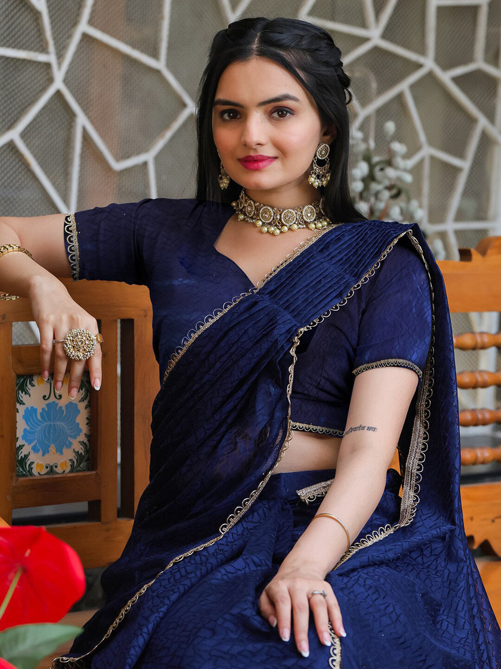 Tikhi Imli Woven Design Ready to Wear Saree | Grocsy
