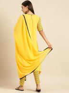 All About You Women Yellow Printed Kurta with Trousers & With Dupatta | Grocsy
